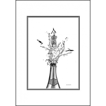 Champagne penguin card