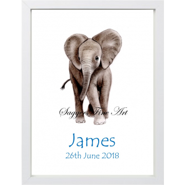 Personalised Baby Elephant Print