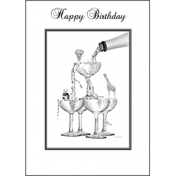 Champagne stack birthday card - Code 020
